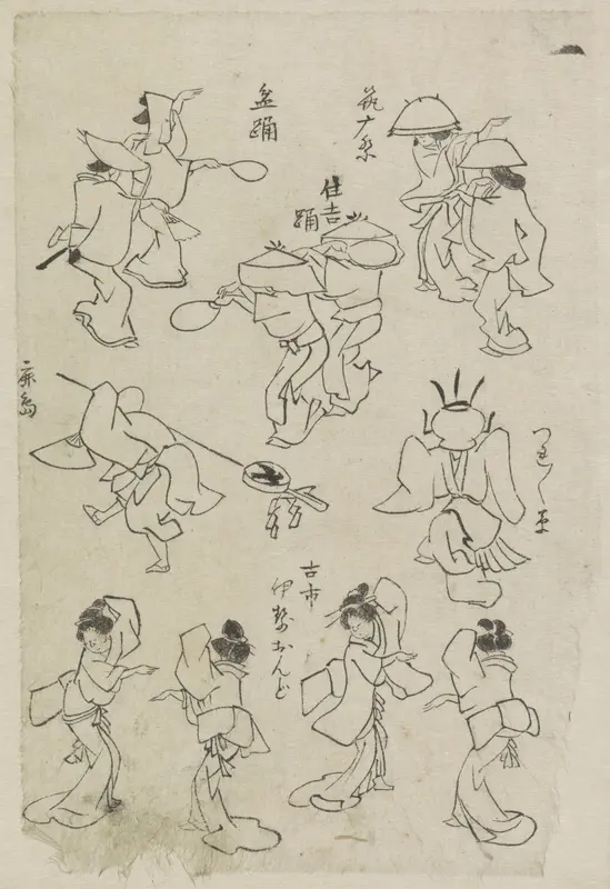 Verschillende dansende figuren Wall Art by Katsushika Hokusai - High-Resolution Digital Print