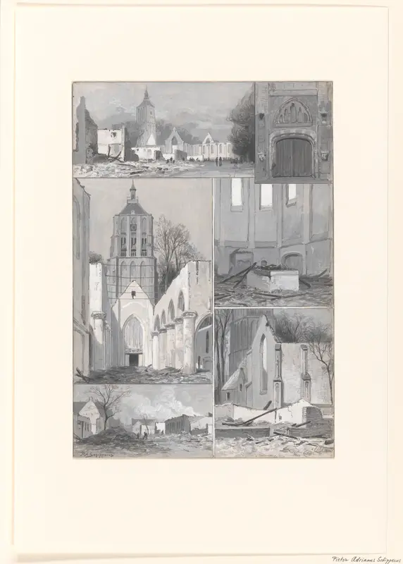 Verschillende gezichten op en in de kerk van Asperen na een brand Wall Art by Piet Schipperus - High-Resolution Digital Print