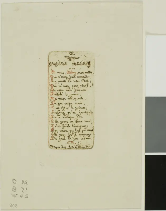 Verses Dedicated to Eugène Bléry, No. 1