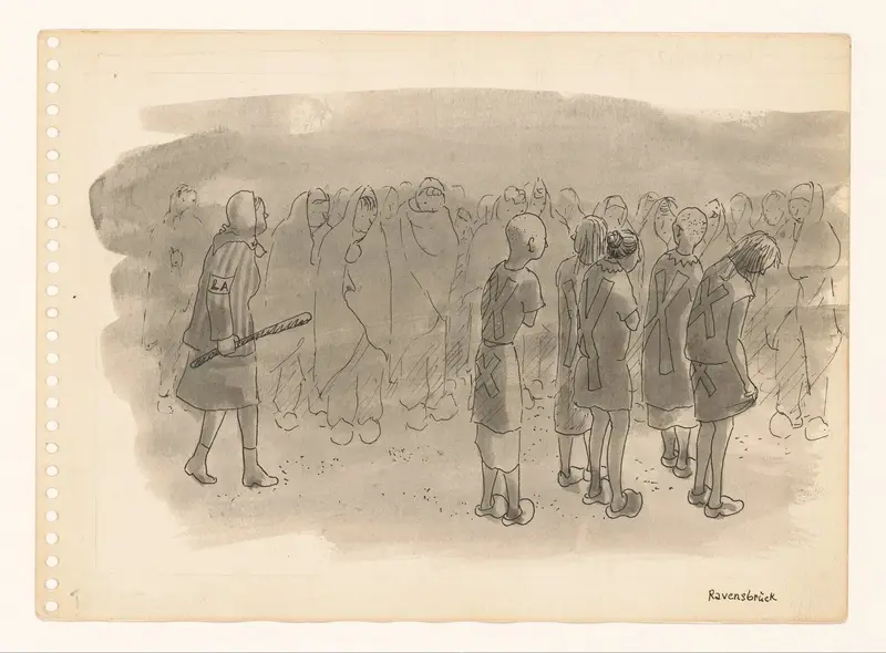Verstrekken van kleding in kamp Ravensbrück Wall Art by Agatha Abrahamina Siegenbeek van Heukelom (Atie) - High-Resolution Digital Print