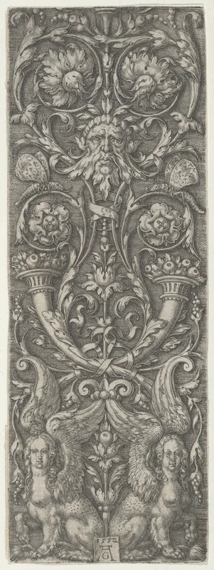 Vertical Panel with Candelabrum Grotesques Containing Cornucopias and Sphinxes Wall Art by Heinrich Aldegrever - High-Resolution Digital Print
