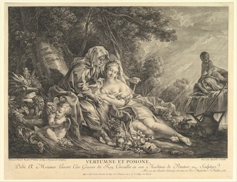 Vertumnus and Pomona Wall Art by Augustin de Saint-Aubin - High-Resolution Digital Print