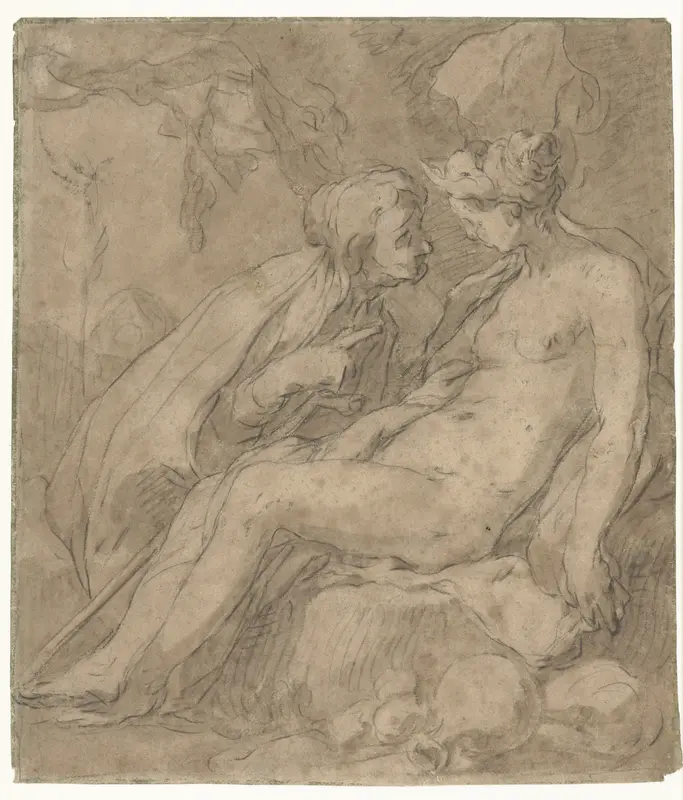 Vertumnus en Pomona (?) Wall Art by Abraham Bloemaert - High-Resolution Digital Print
