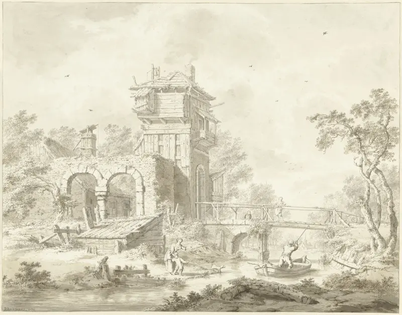 Vervallen poortgebouw met brug Wall Art by Bartholomeus Barbiers - High-Resolution Digital Print