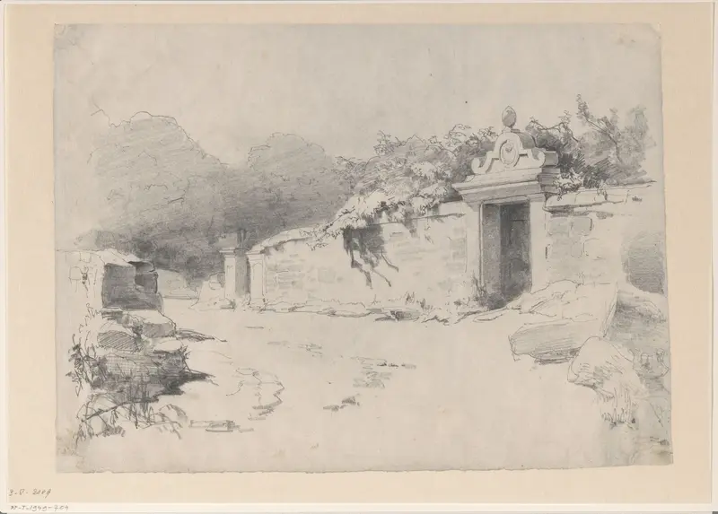 Vervallen tuinmuur met poort Wall Art by Karel Elias van Toulon - High-Resolution Digital Print