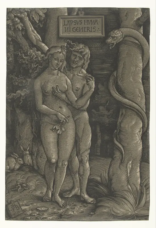 Verzoeking van Adam en Eva in het paradijs Wall Art by Unknown - High-Resolution Digital Print