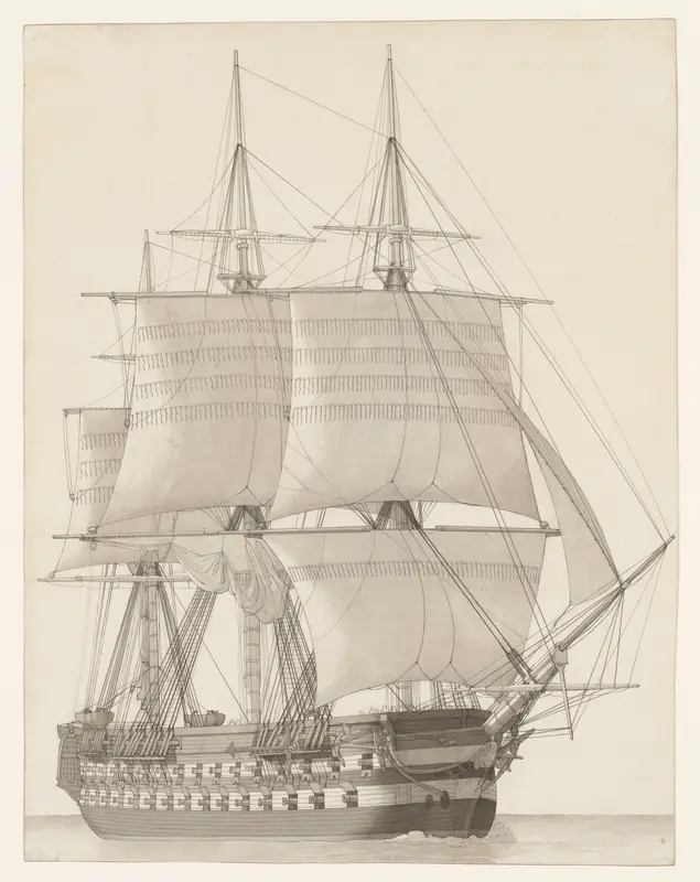 Vessel of the Russian Line (Vaisseau de ligne russe) Wall Art by Christoffer Wilhelm Eckersberg - High-Resolution Digital Print