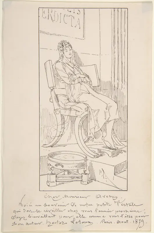 Vestal Maiden Asleep in a Chair Wall Art by Louis-Hector Leroux - High-Resolution Digital Print