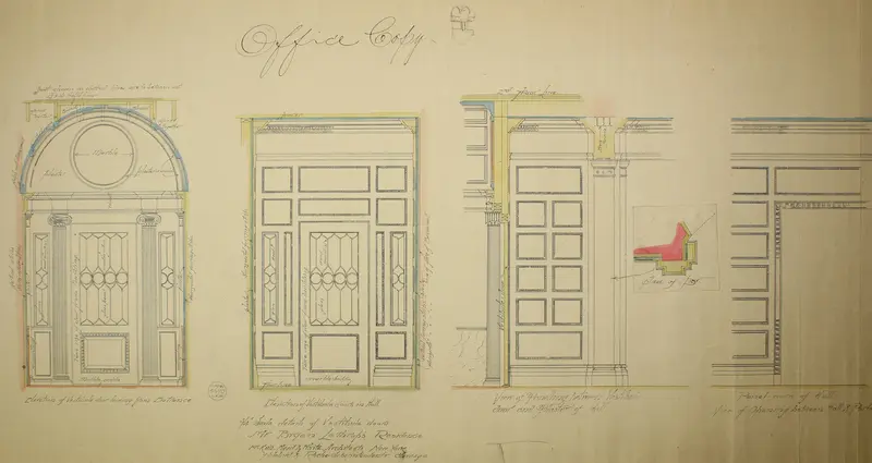 Vestibule Doors, Bryan Lathrop House, Chicago, Illinois, Shop Drawing Wall Art by McKim, Mead & White - High-Resolution Digital Print