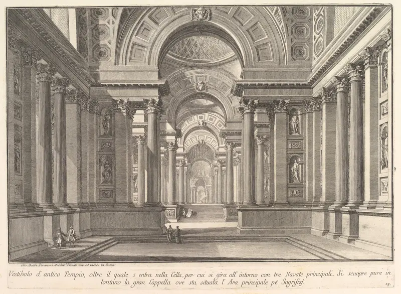 Vestibule of an ancient temple... (Vestibolo d'antico Tempio...), from "Prima Parte di Architettura, e Prospettive"