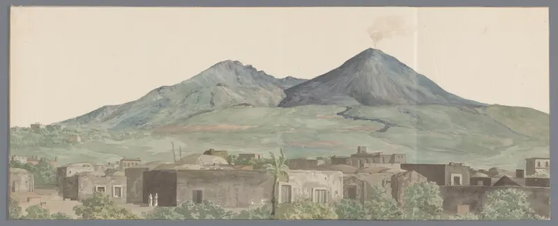 Vesuvius gezien vanaf Portici met lavastromen uit 1777, 1771 en 1731 Wall Art by Louis Ducros - High-Resolution Digital Print