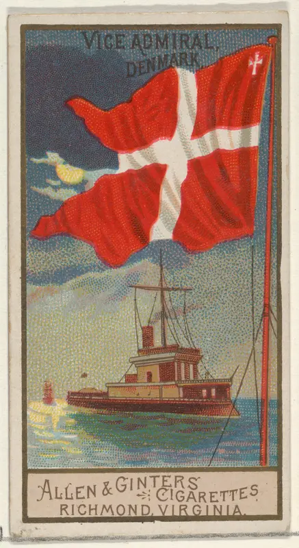 Vice Admiral, Denmark, from the Naval Flags series (N17) for Allen & Ginter Cigarettes Brands Wall Art by Allen & Ginter - High-Resolution Digital Print