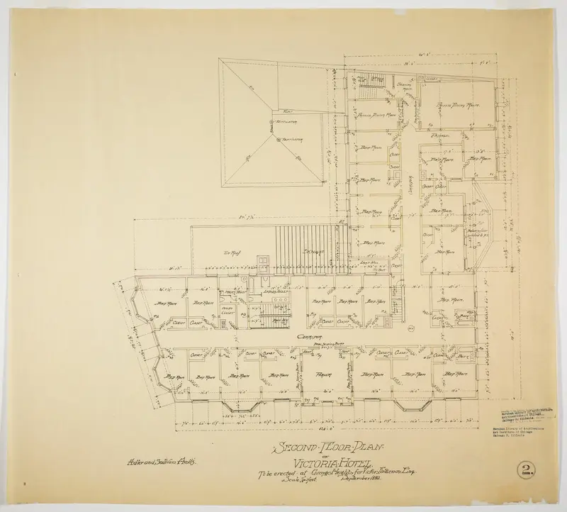 Victoria Hotel, Chicago Heights, Illinois, Second Floor Plan Wall Art by Adler & Sullivan, Architects - High-Resolution Digital Print