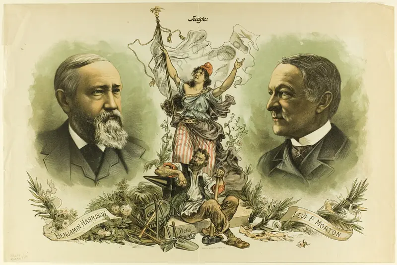 Victory Portraits of Benjamin Harrison and Levi P. Morton, from Judge Wall Art by Unknown artist - High-Resolution Digital Print