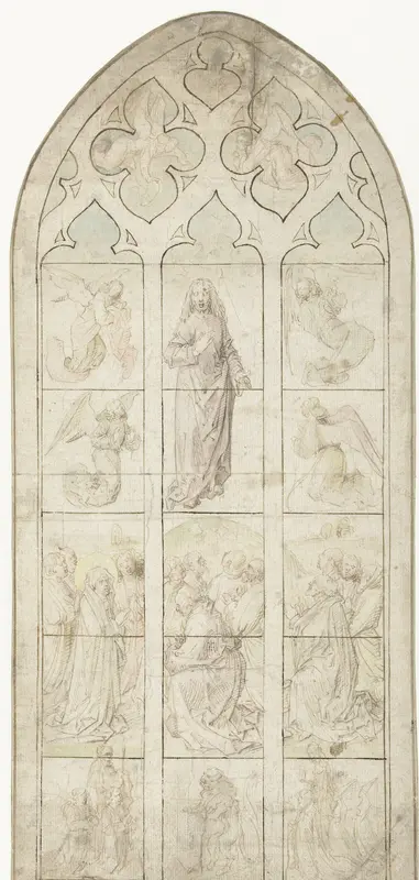 Vidimus voor een glasraam met de Hemelvaart van Christus Wall Art by anonymous - High-Resolution Digital Print