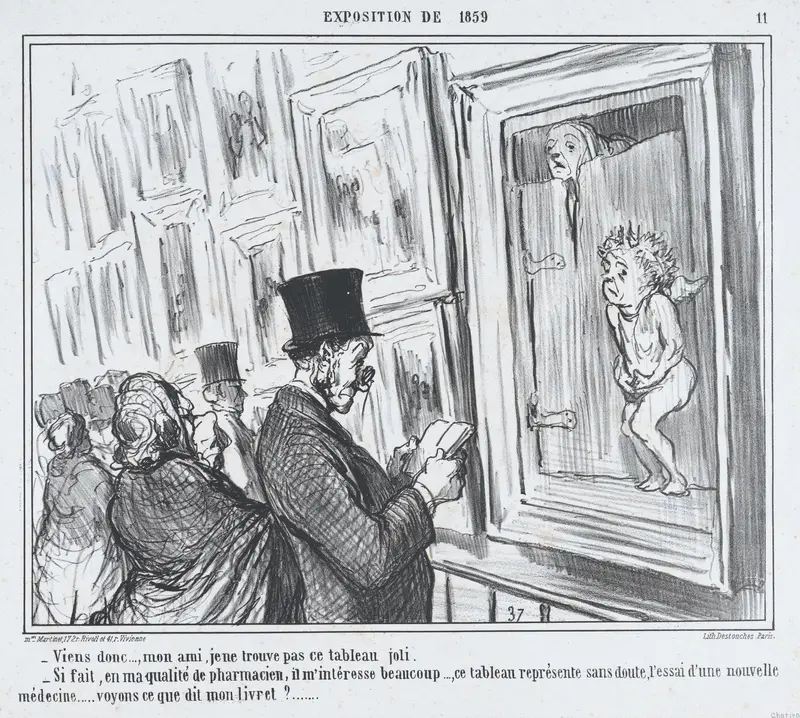 Viens donc..., mon ami, je ne trouve pas ce tableau joli, from L'Exposition de 1859, published in Le Charivari, June 21, 1859 Wall Art by Honoré Daumier - High-Resolution Digital Print