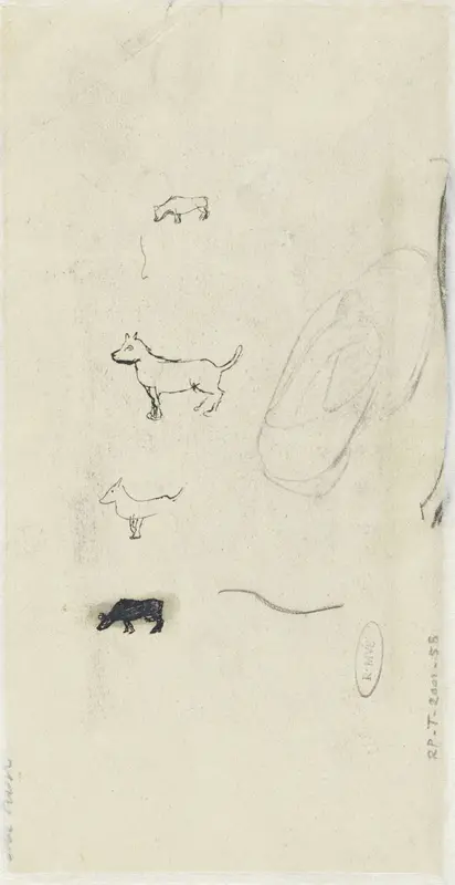 Vier dieren, waaronder een hond en een koe Wall Art by Henk Henriët - High-Resolution Digital Print