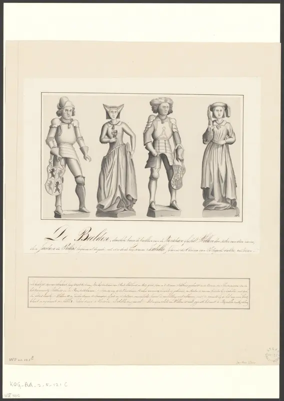 Vier gravenbeelden afkomstig uit de Vierschaar in het stadhuis van Amsterdam Wall Art by Unknown - High-Resolution Digital Print