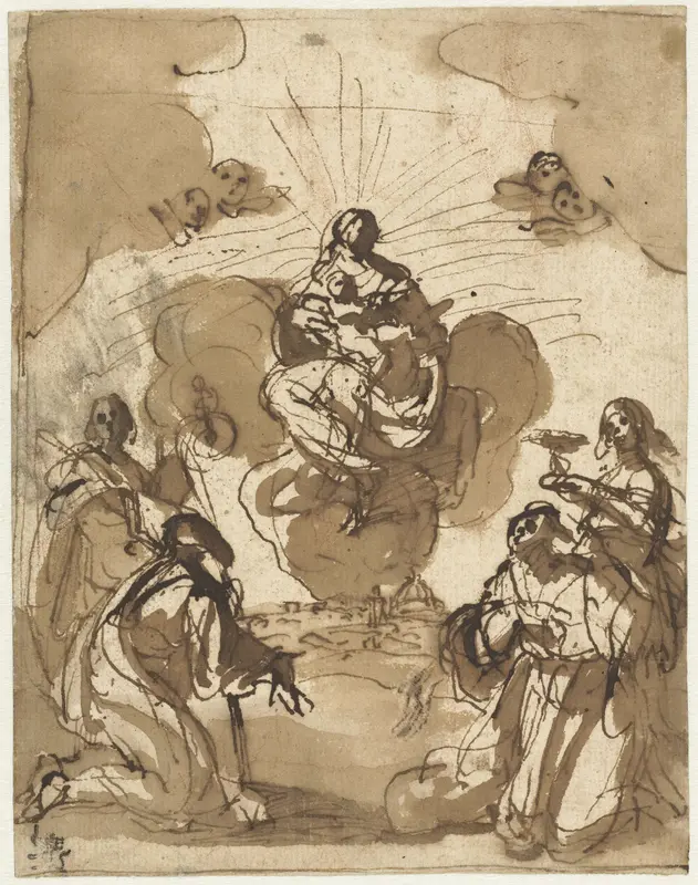 Vier heiligen aanbidden Maria Wall Art by Jacopo da Empoli - High-Resolution Digital Print