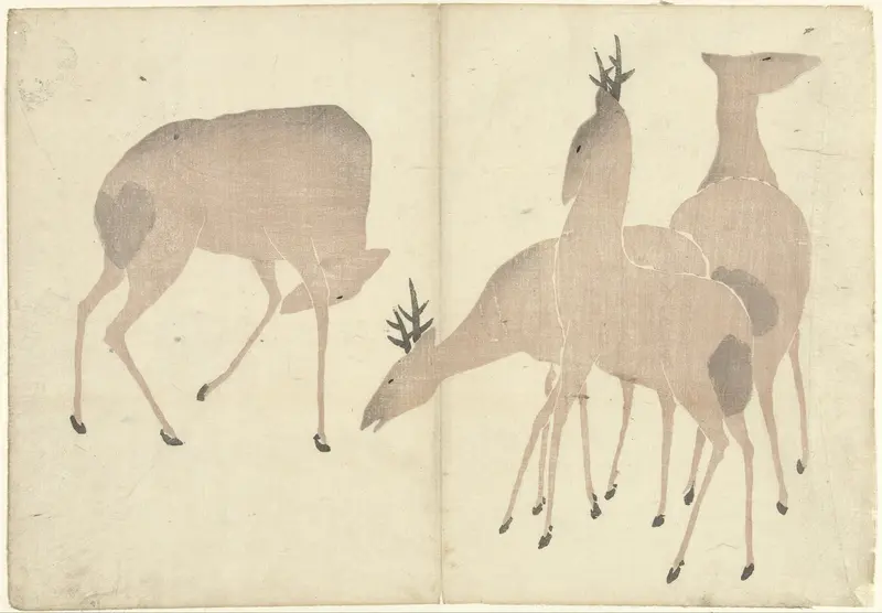 Vier herten Wall Art by Nakamura Hôchû - High-Resolution Digital Print