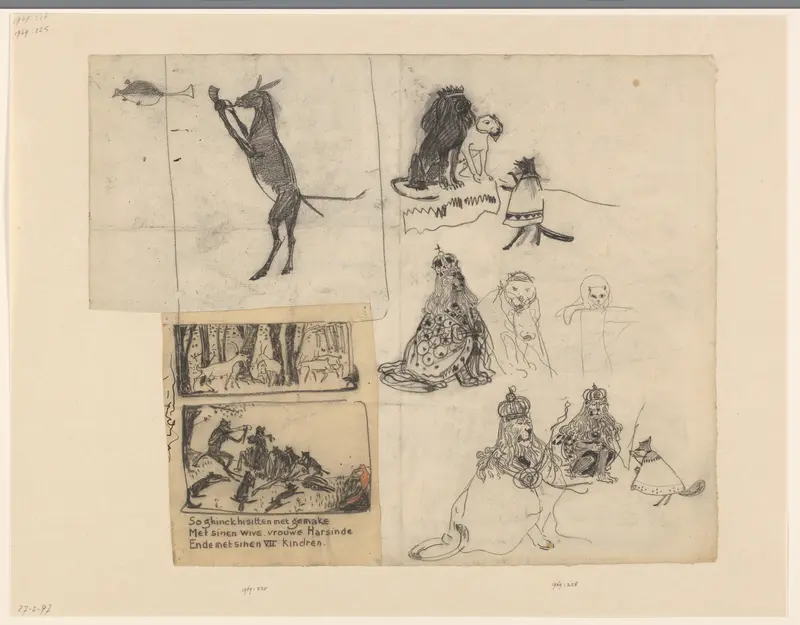 Vier illustraties voor Vanden vos Reinaerde Wall Art by Gerrit Willem Dijsselhof - High-Resolution Digital Print