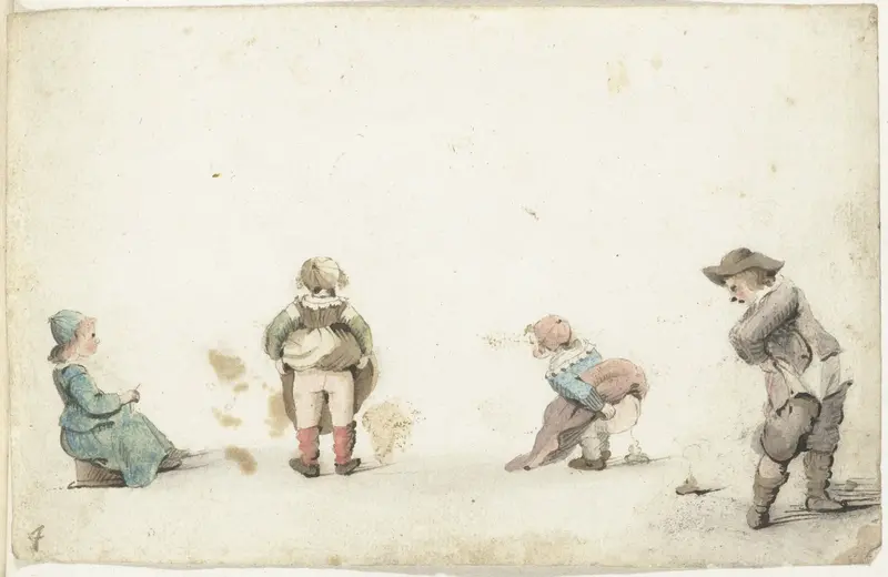 Vier kinderen die hun behoefte doen Wall Art by Gesina ter Borch - High-Resolution Digital Print