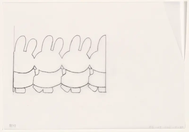 Vier konijnen die samen een treintje vormen (schets) Wall Art by Dick Bruna - High-Resolution Digital Print
