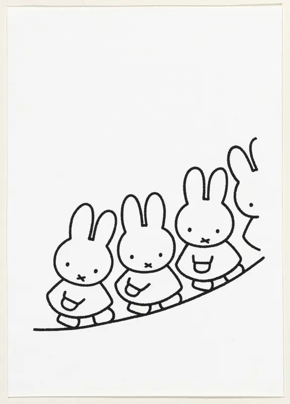 Vier konijnen op helling Wall Art by Dick Bruna - High-Resolution Digital Print