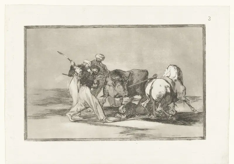 Vier mannen jagen op een stier Wall Art by Francisco de Goya - High-Resolution Digital Print