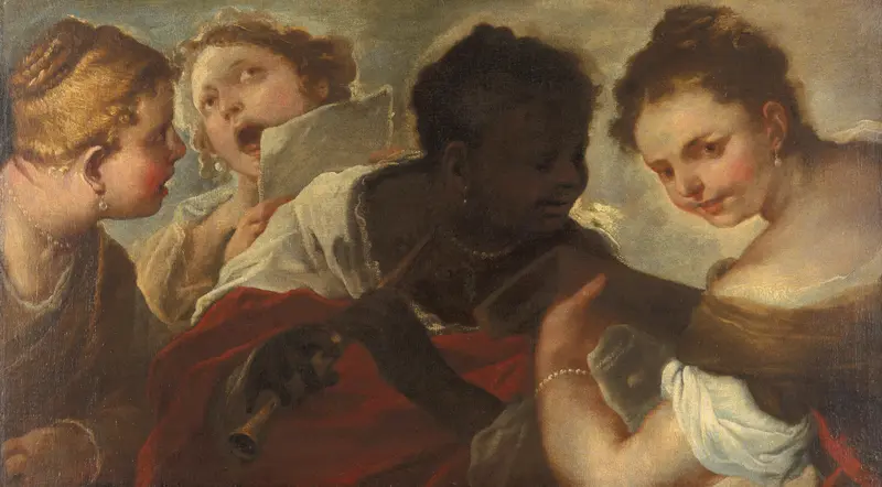 Vier musicerende vrouwen Wall Art by Luca Giordano - High-Resolution Digital Print