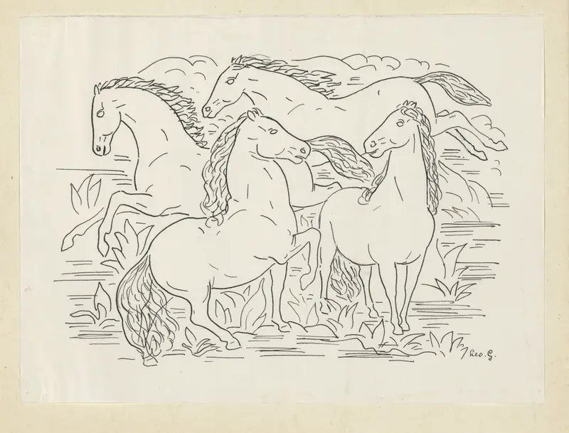 Vier paarden Wall Art by Unknown - High-Resolution Digital Print