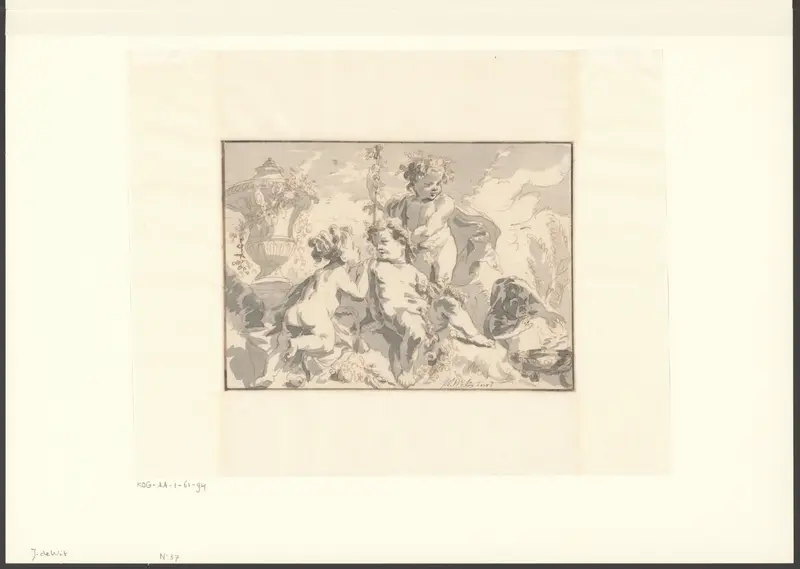 Vier putti bij een siervaas Wall Art by anonymous - High-Resolution Digital Print