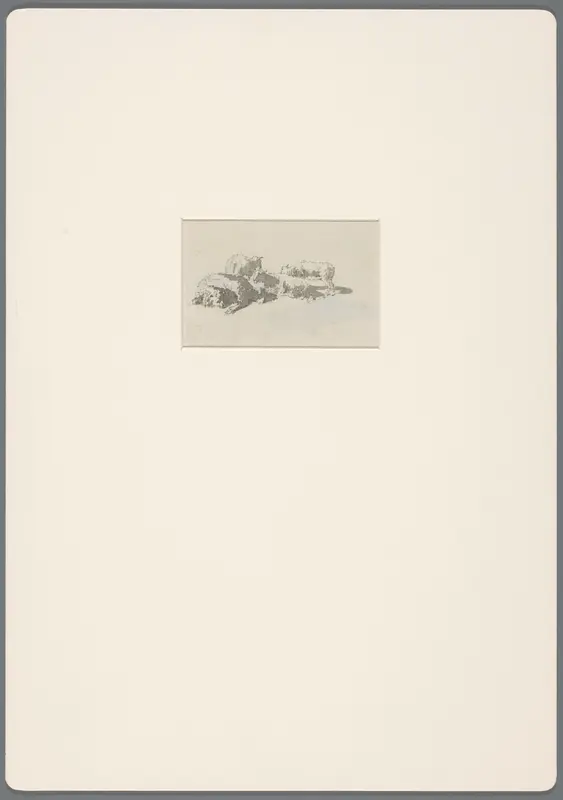 Vier schapen in het zonlicht Wall Art by David Alphonse de Sandoz-Rollin - High-Resolution Digital Print