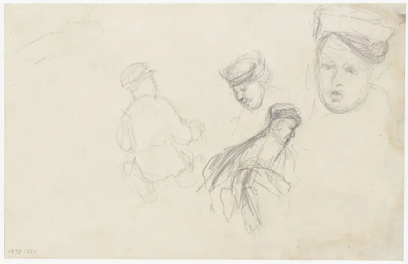 Vier schetsen van figuren
