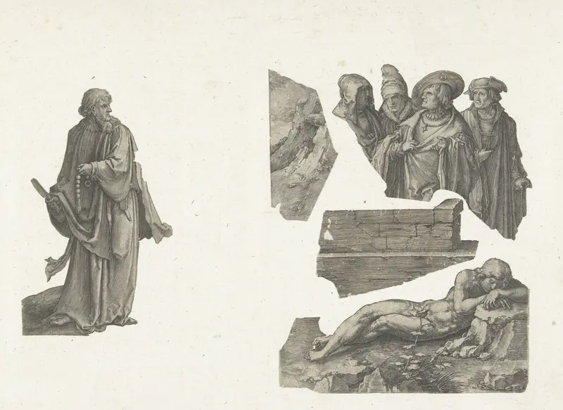 Vier staande mannen Wall Art by Lucas van Leyden - High-Resolution Digital Print