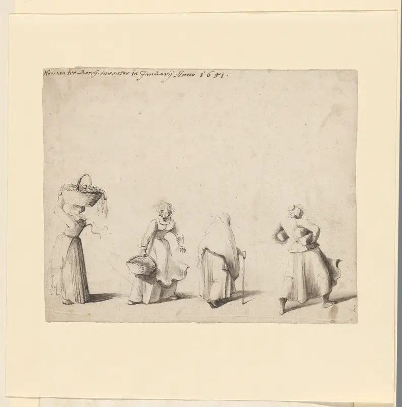 Vier staande vrouwen Wall Art by Unknown - High-Resolution Digital Print