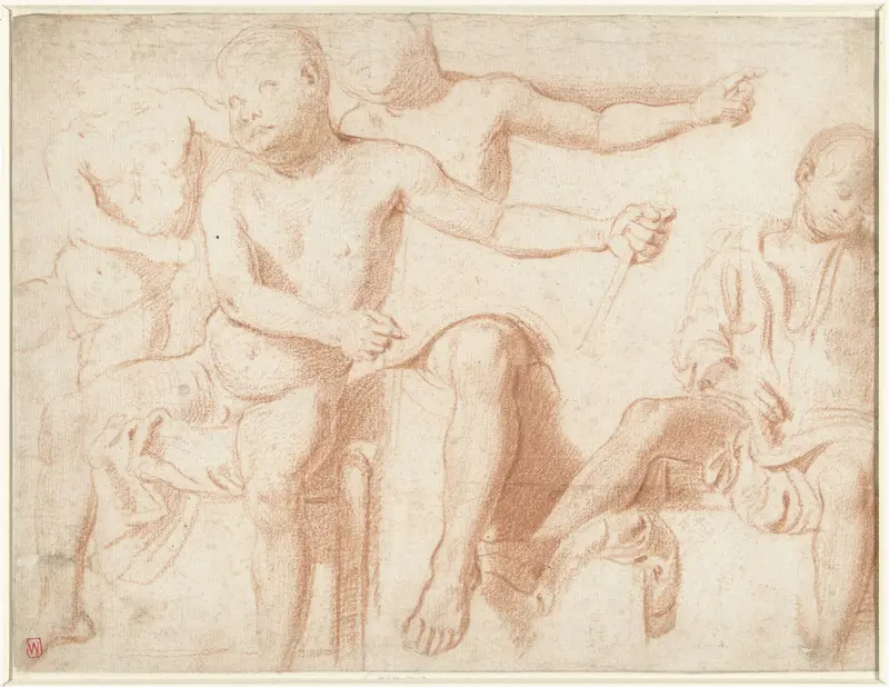Vier studies van een zittende jongen Wall Art by anonymous - High-Resolution Digital Print