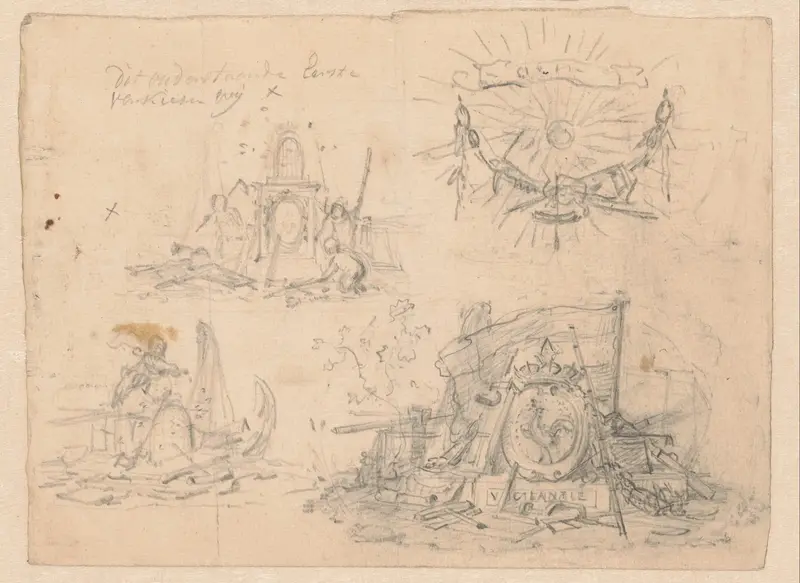 Vier varianten van symbolen met betrekking tot de VOC Wall Art by Jurriaan Andriessen - High-Resolution Digital Print