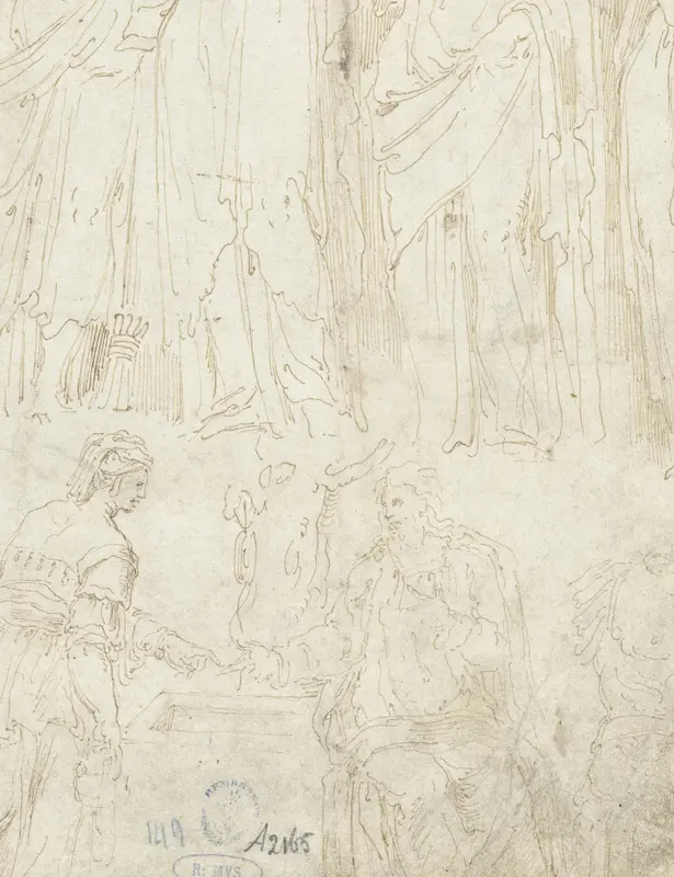 Vier vrouwen en Christus met de Samaritaanse Wall Art by Unknown - High-Resolution Digital Print
