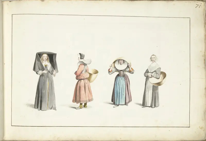 Vier vrouwen in Münsterse kleding Wall Art by Gesina ter Borch - High-Resolution Digital Print