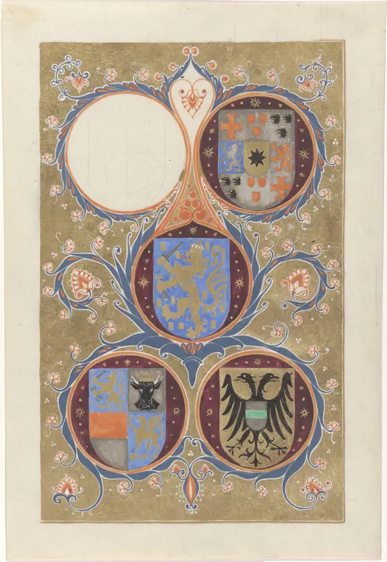 Vier wapenschilden Wall Art by Carel Adolph Lion Cachet - High-Resolution Digital Print