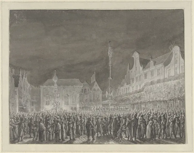 Viering van de afkondiging van de Alliantie met Frankrijk op de Grote Markt te Haarlem, 1795 Wall Art by Vincent Jansz. van der Vinne - High-Resolution Digital Print