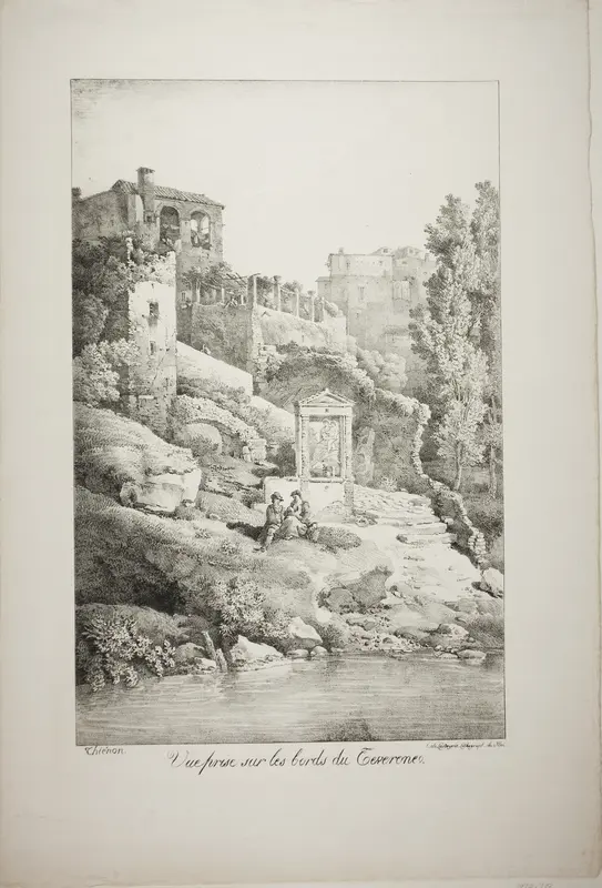 View From the Banks of the Teverone Wall Art by Claude Thienon - High-Resolution Digital Print