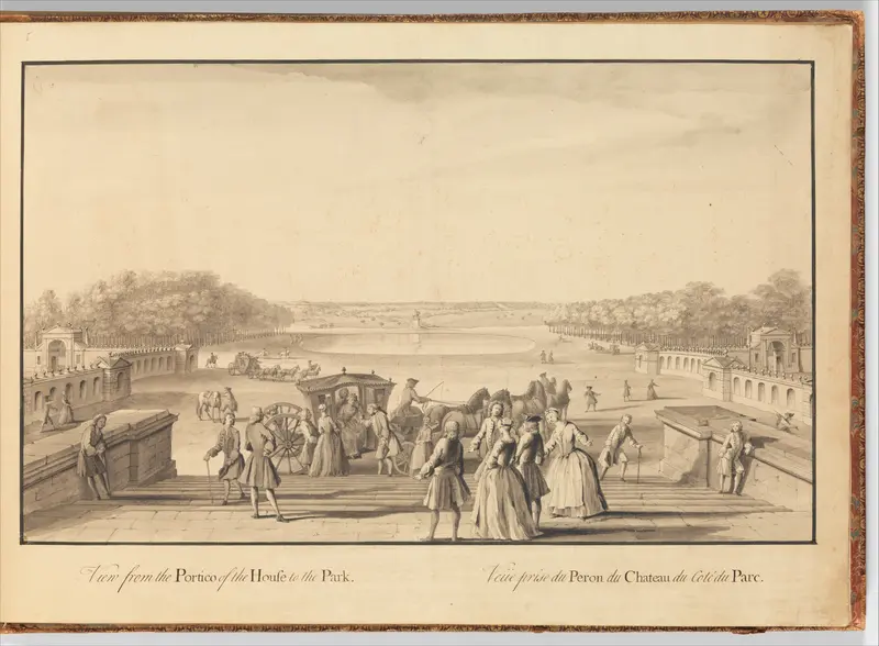 View from the Portico of the House to the Park at Stowe, Buckinghamshire Wall Art by Jacques Rigaud - High-Resolution Digital Print