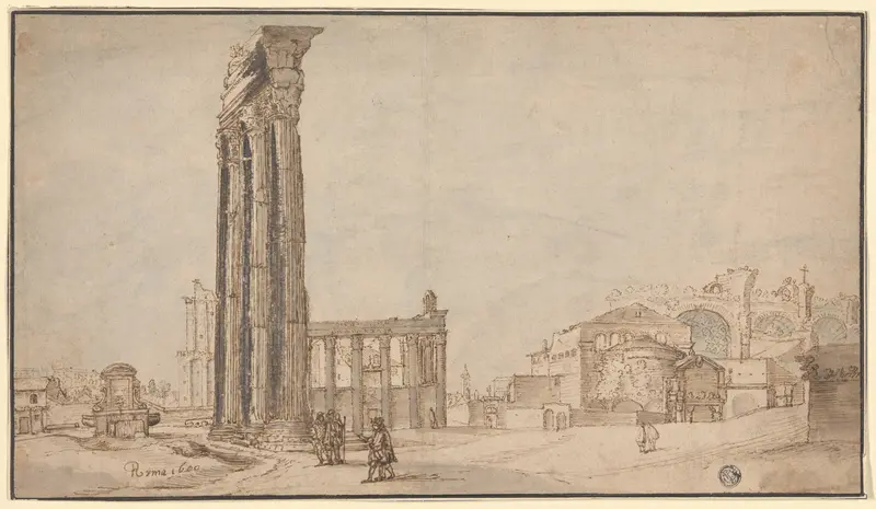 View from within the Roman Forum Wall Art by Circle of Willem van Nieuwlandt, II - High-Resolution Digital Print