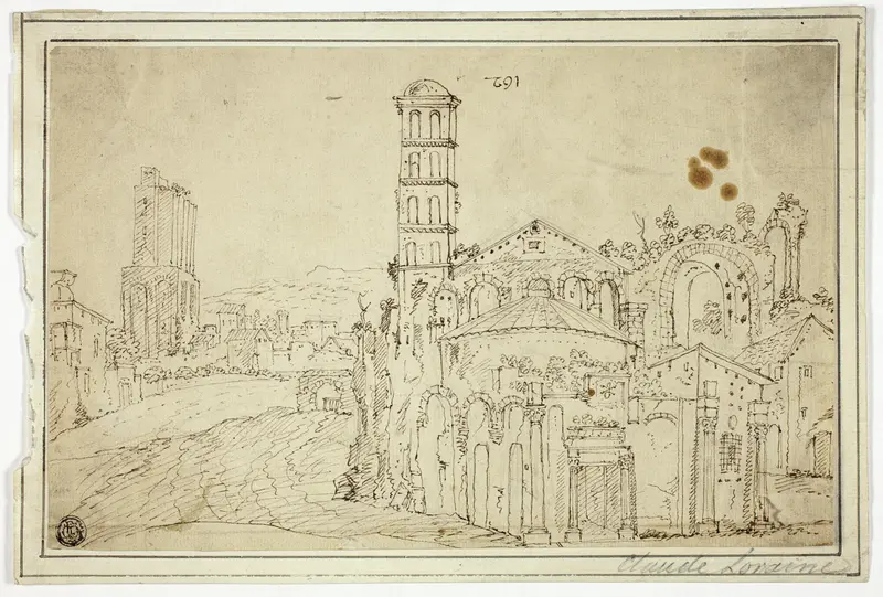 View in Rome: Torre della Melisa, Ruins of Early Christian Church Wall Art by Willem van Nieuwlandt, II - High-Resolution Digital Print
