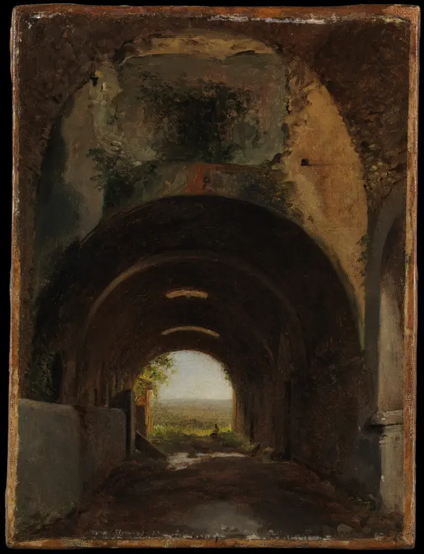 View in the Stables of the Villa of Maecenas, Tivoli Wall Art by François Marius Granet - High-Resolution Digital Print