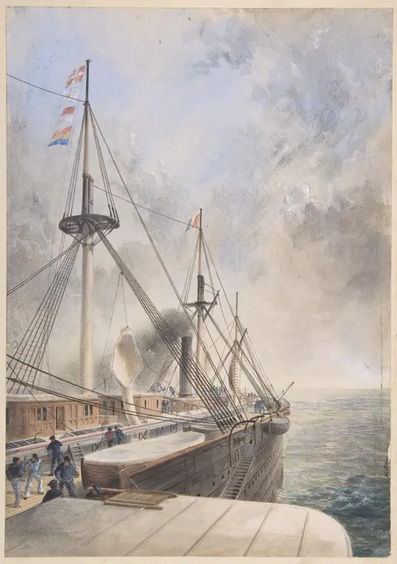 View Looking Aft from the Port Paddle-box on the Deck of the Great Eastern: Showing the Trough for the Cable, etc. Wall Art by Robert Charles Dudley - High-Resolution Digital Print