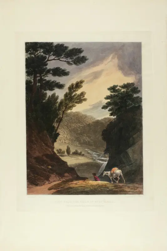 View Near the Schuylkill Falls, Pennsylvania, plate five of the first number of Picturesque Views of American Scenery Wall Art by John Hill - High-Resolution Digital Print