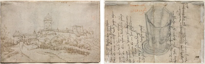 View of a Castle (recto); Eight-Sided Cup (verso) Wall Art by Wolfgang Huber - High-Resolution Digital Print